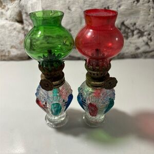 Two Vintage Mini Oil Lamp / Lanterns